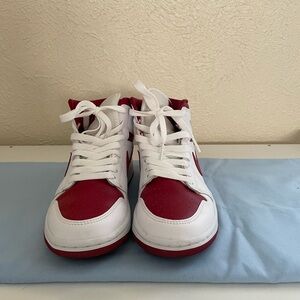 Red and White High-Top Sneakers